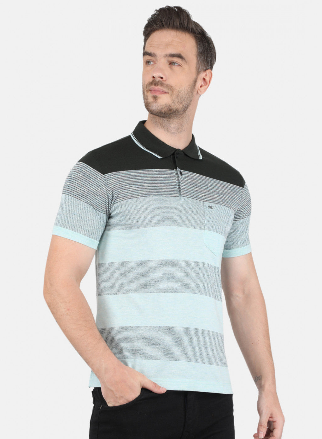 Men Green Stripe T-Shirt