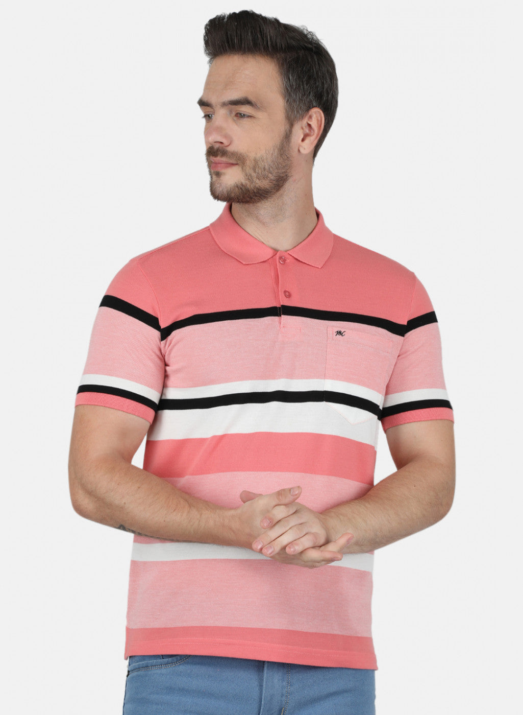 Men Peach Stripe T-Shirt