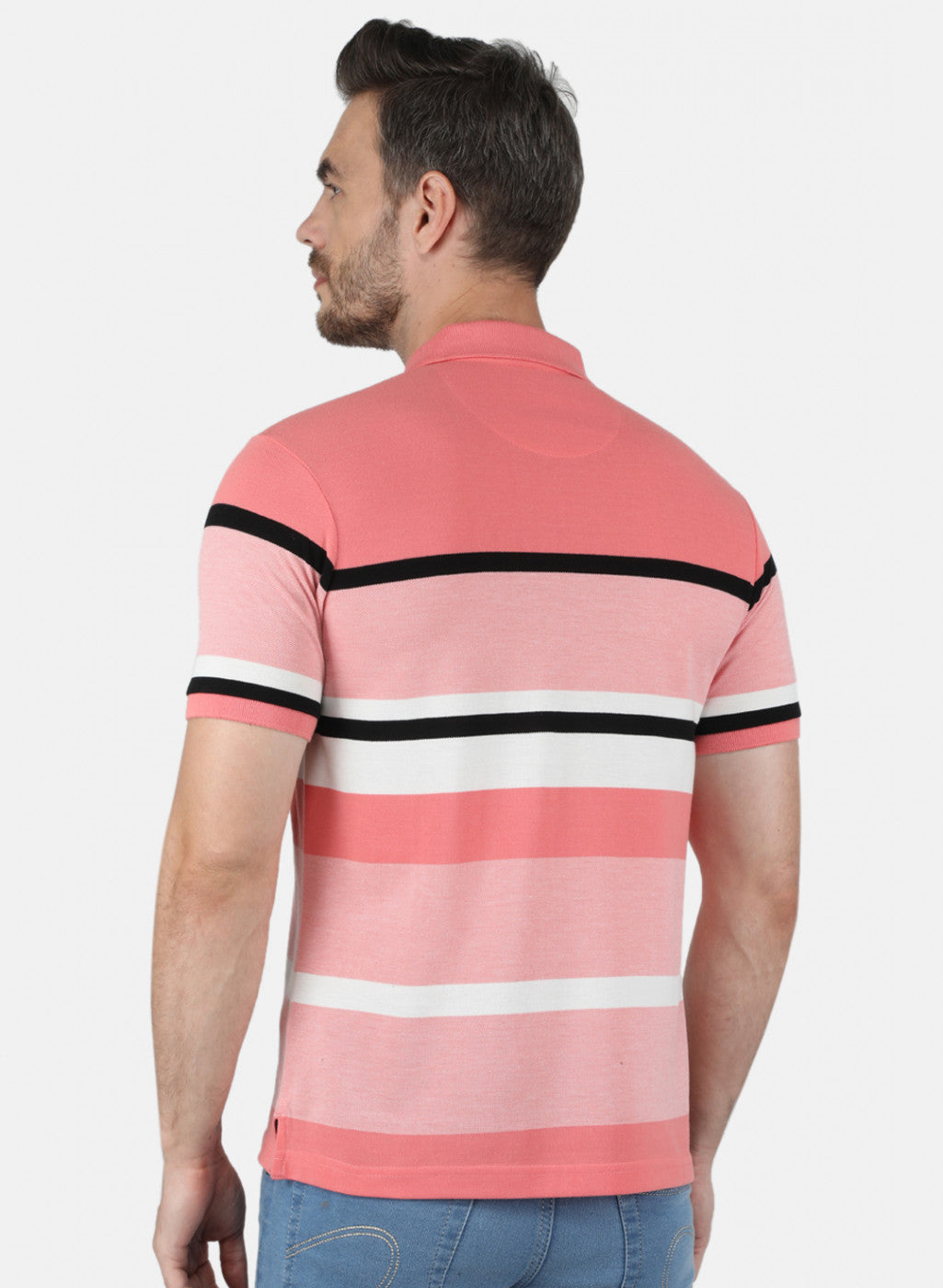 Men Peach Stripe T-Shirt