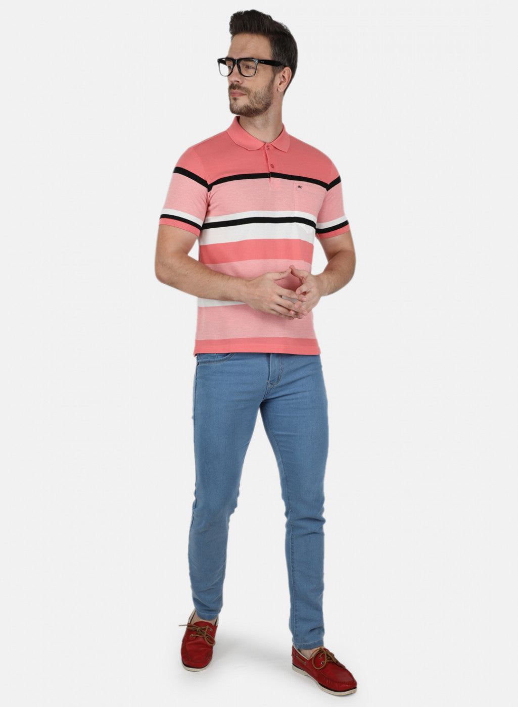 Men Peach Stripe T-Shirt