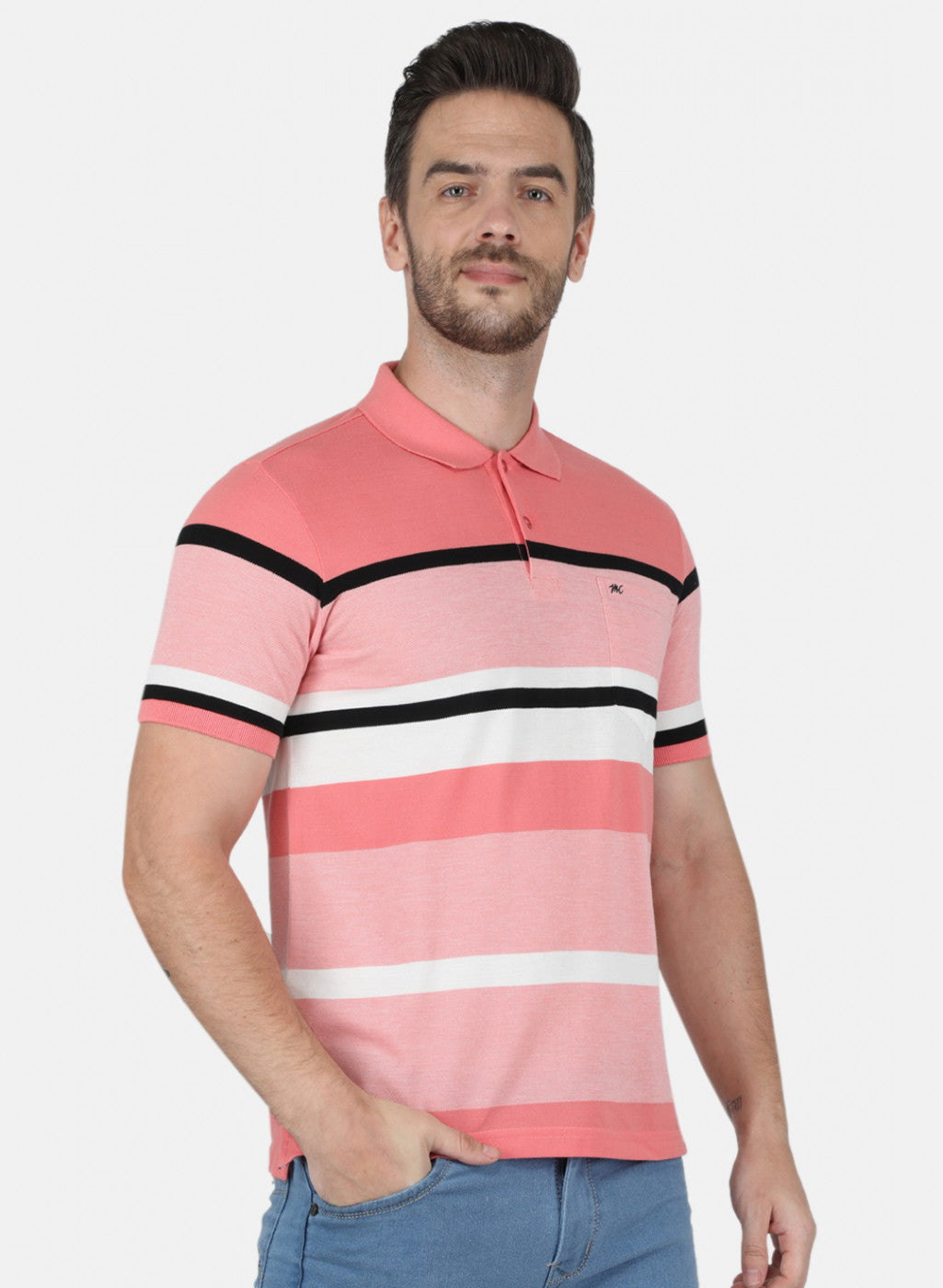 Men Peach Stripe T-Shirt