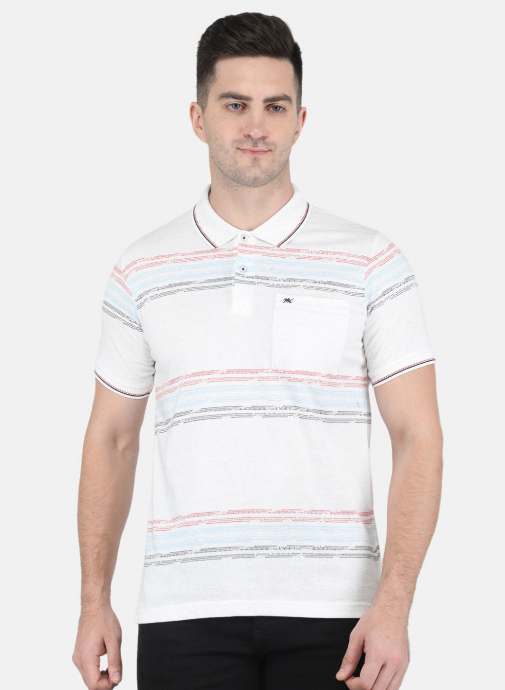 Men White Stripe T-Shirt