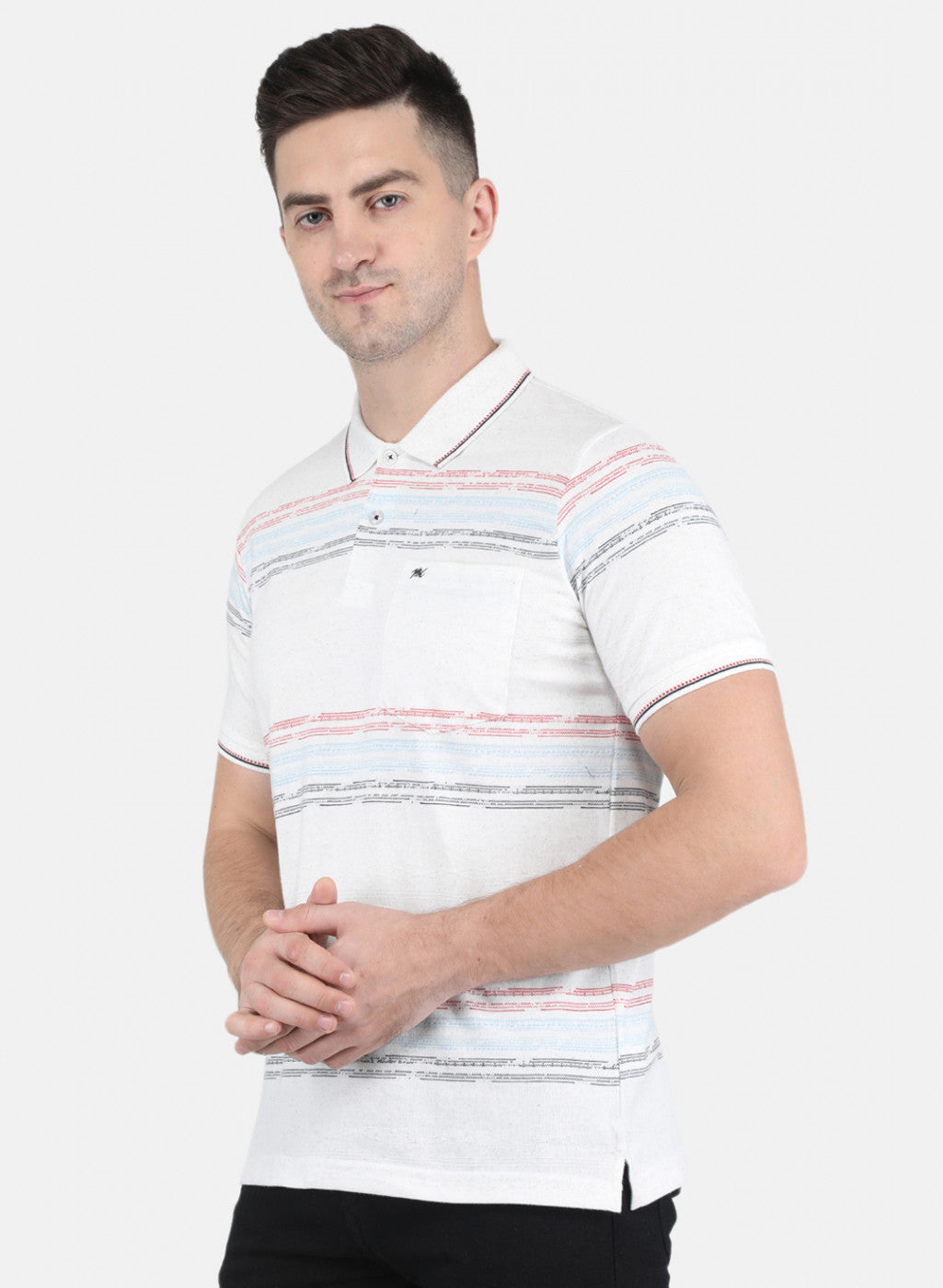 Men White Stripe T-Shirt