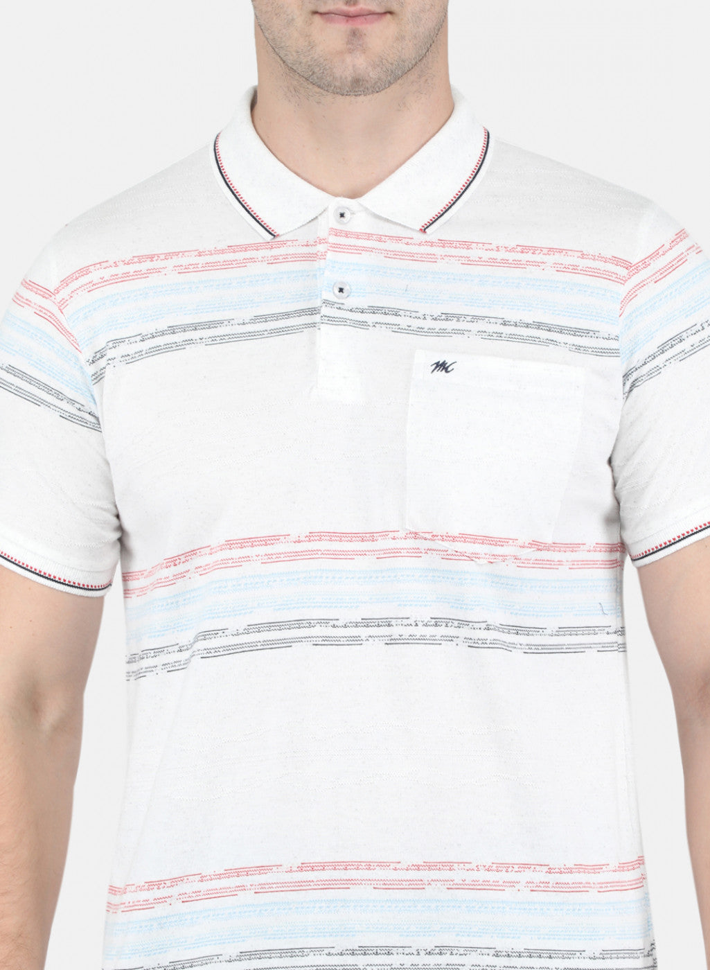 Men White Stripe T-Shirt