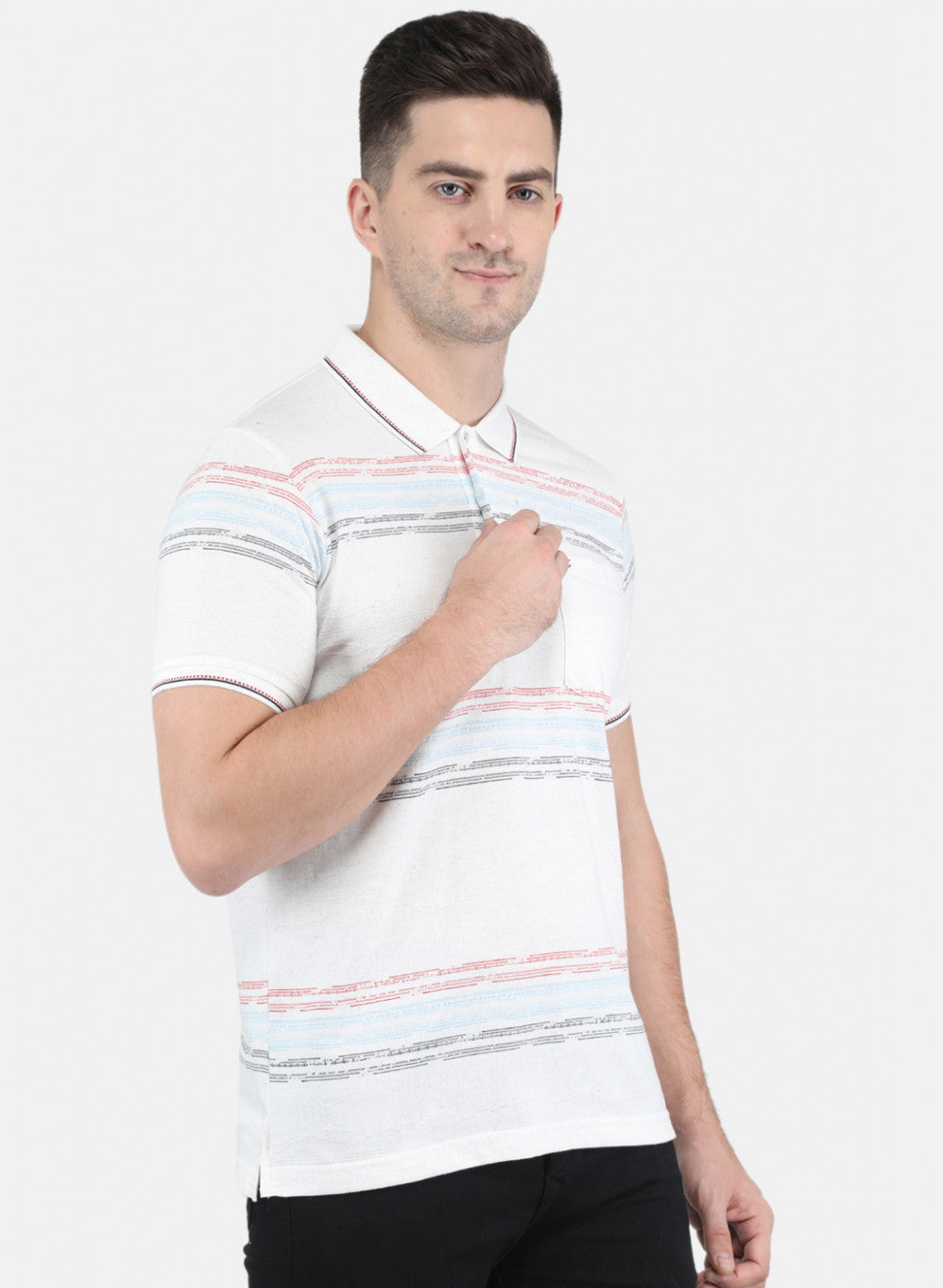 Men White Stripe T-Shirt