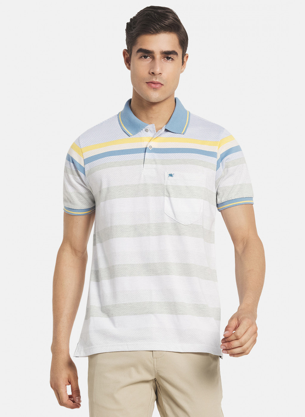 Men Sky Blue Stripe T-Shirt