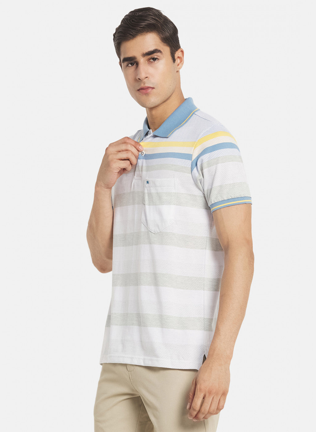 Men Sky Blue Stripe T-Shirt