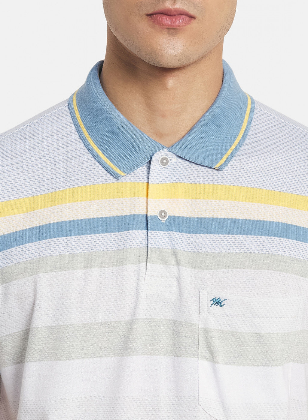 Men Sky Blue Stripe T-Shirt