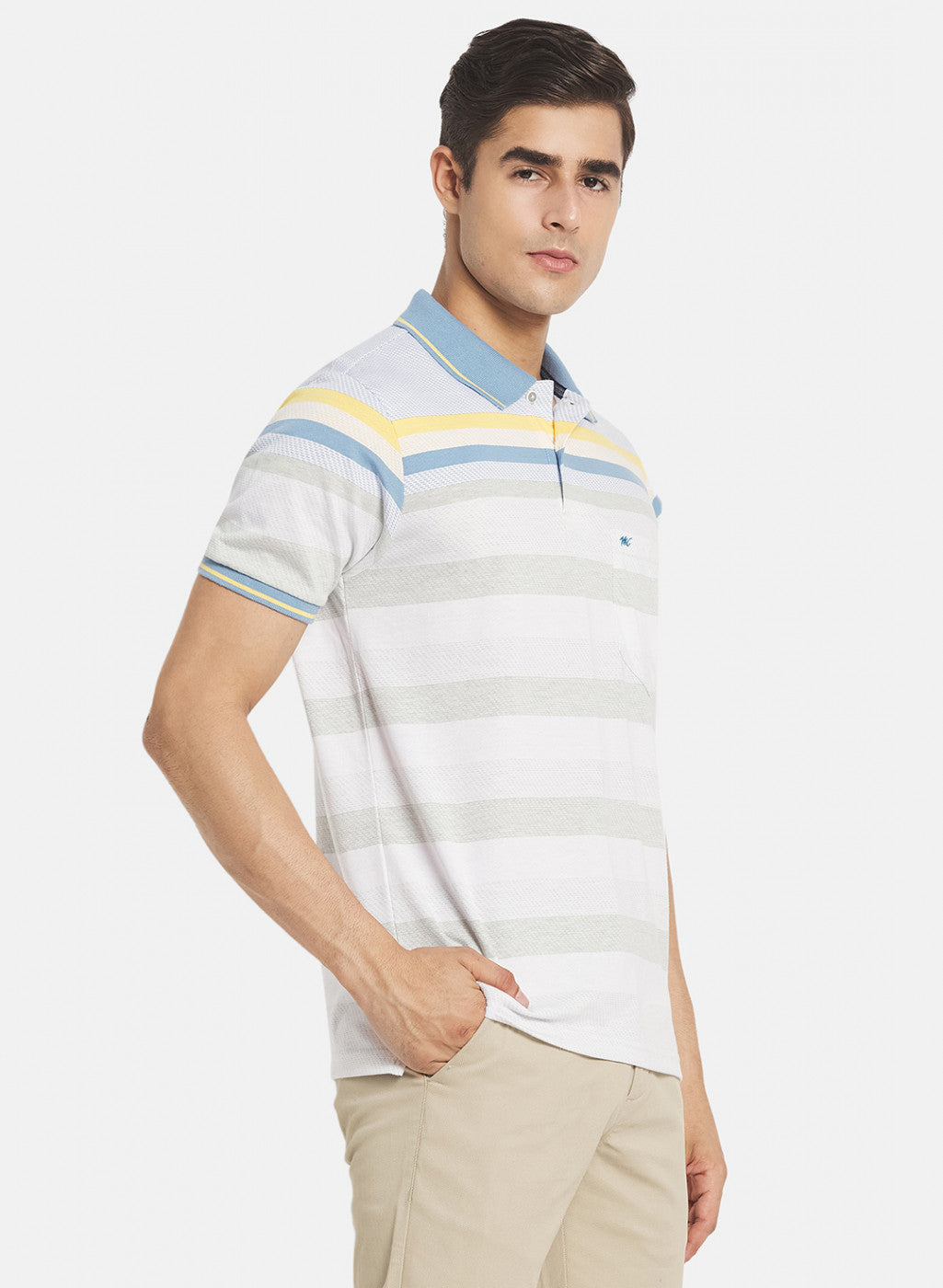 Men Sky Blue Stripe T-Shirt