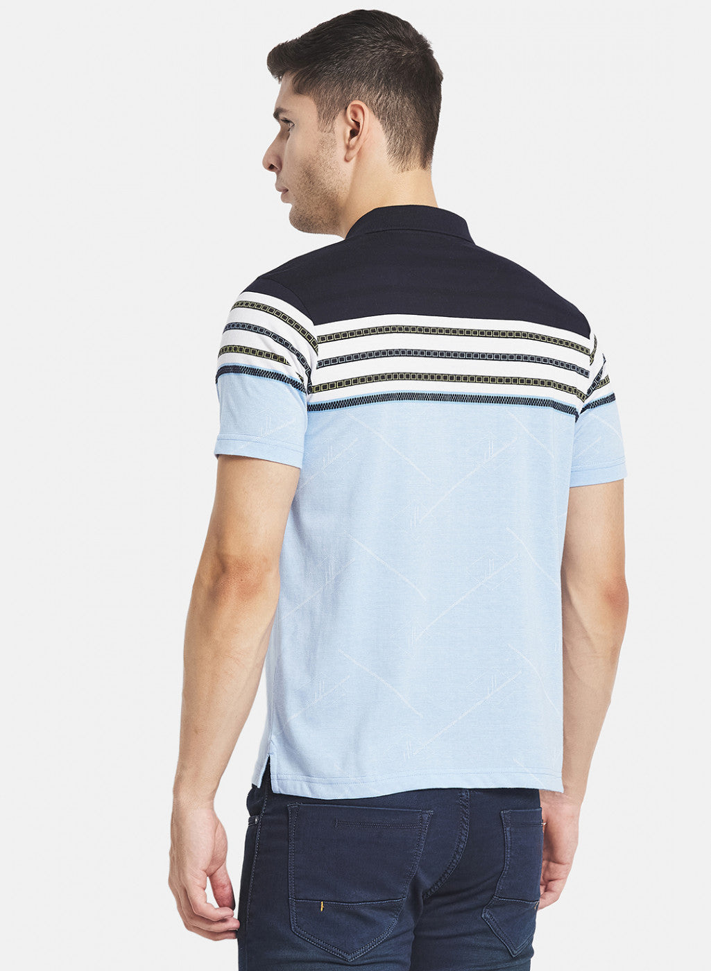 Men Sky Blue Stripe T-Shirt