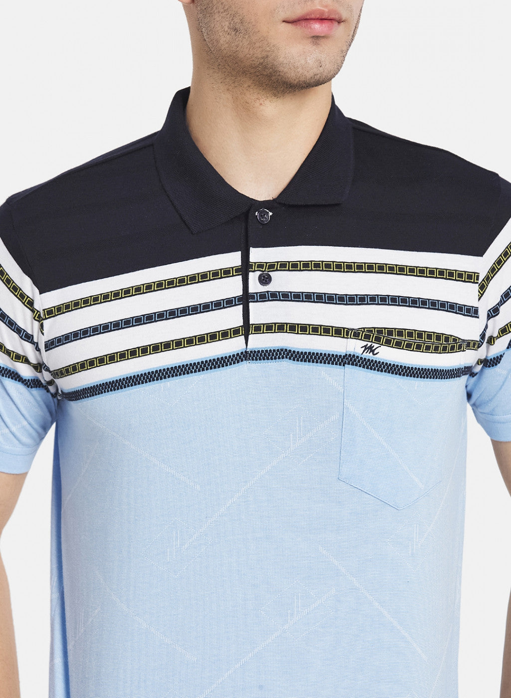 Men Sky Blue Stripe T-Shirt