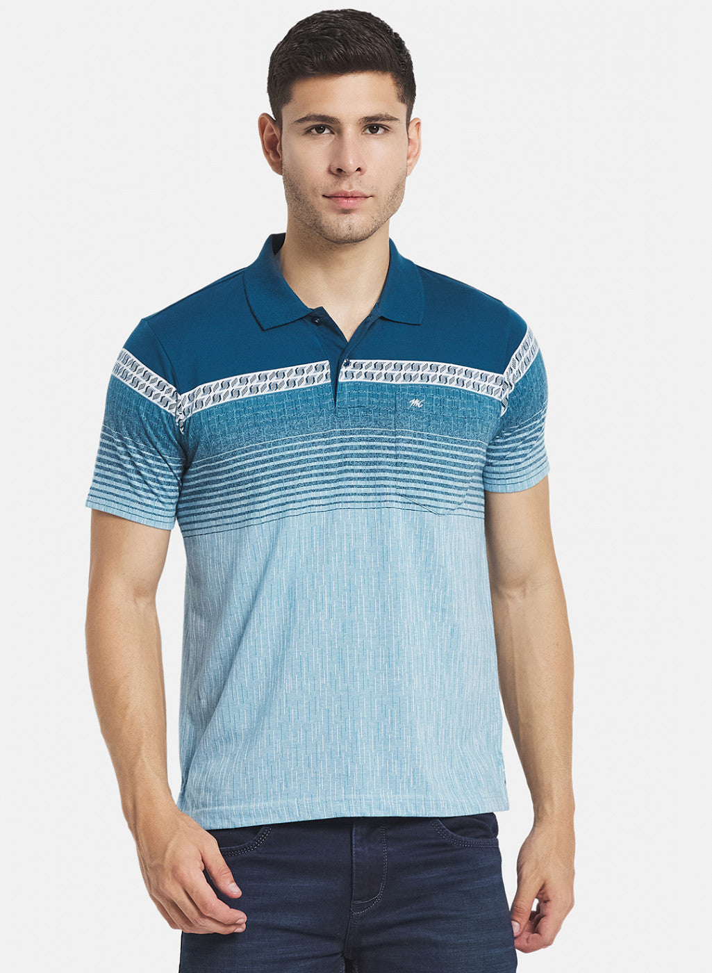 Men Blue Stripe T-Shirt