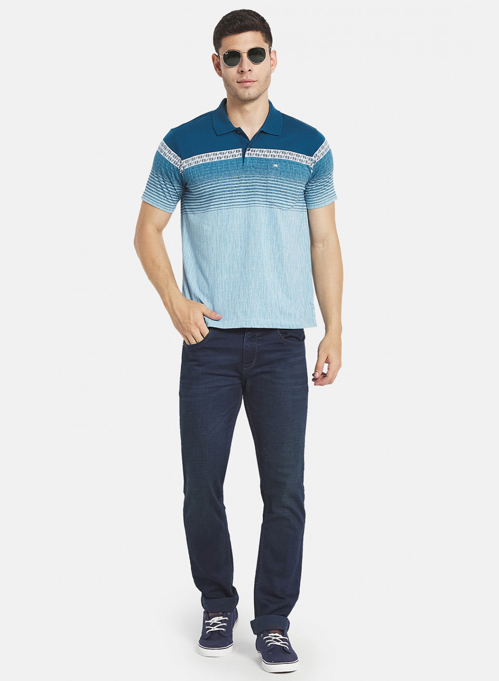 Men Blue Stripe T-Shirt