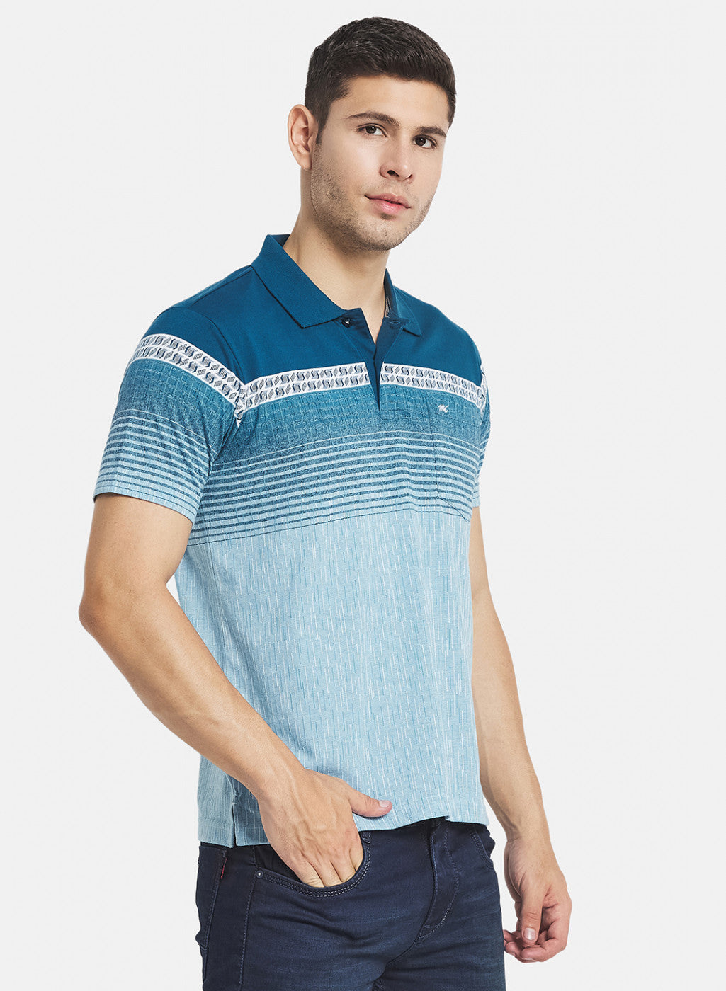 Men Blue Stripe T-Shirt