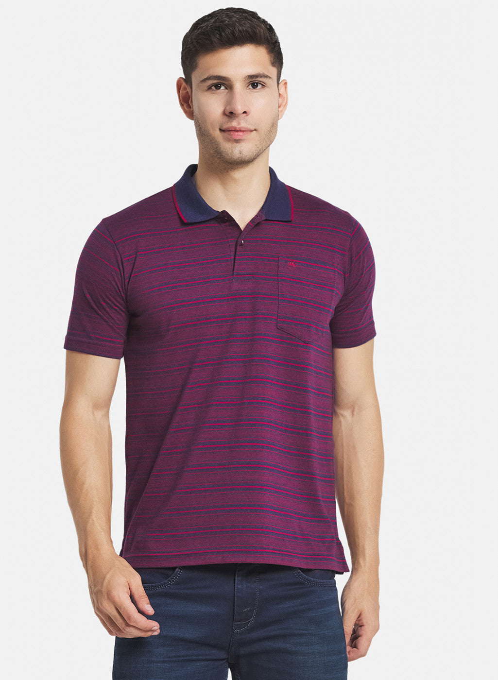 Men Purple Stripe T-Shirt