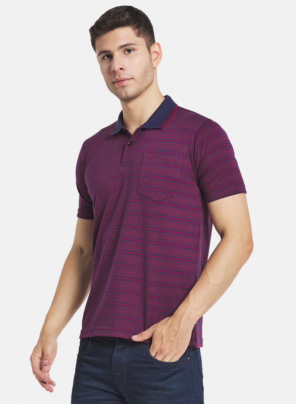 Men Purple Stripe T-Shirt