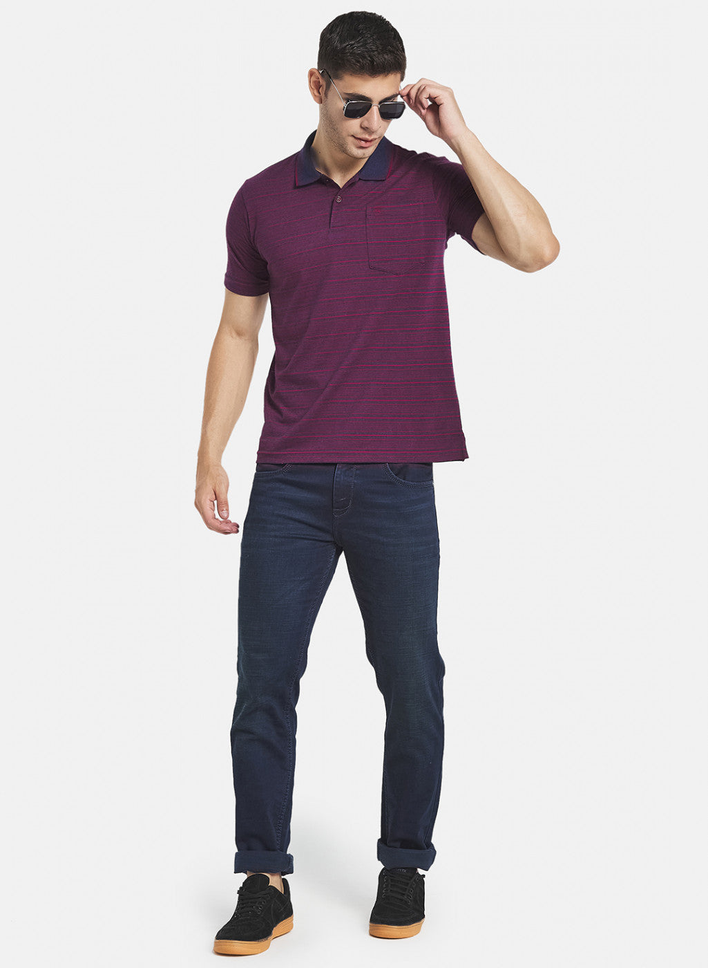 Men Purple Stripe T-Shirt