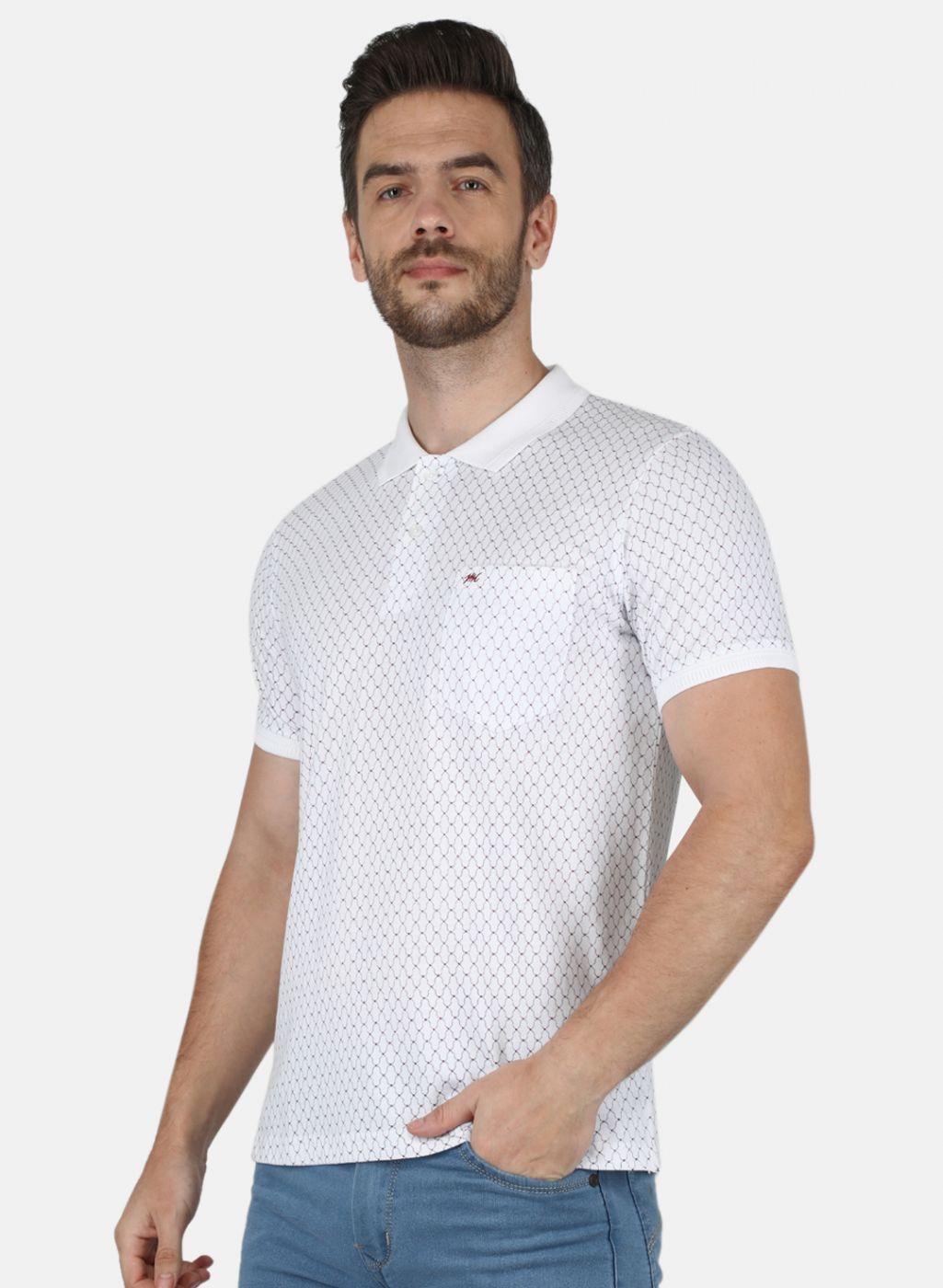 Men White Stripe T-Shirt