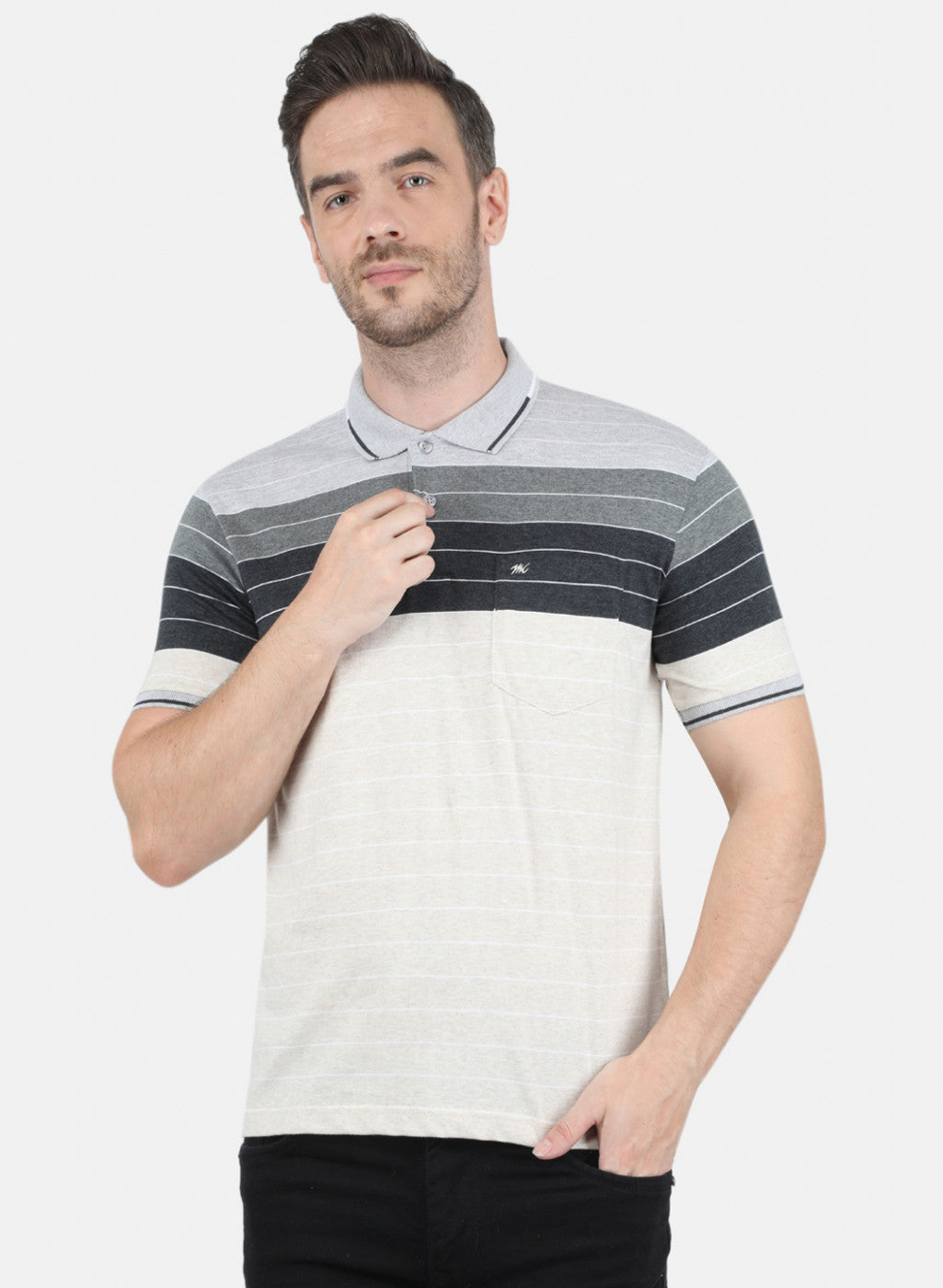 Men Grey Stripe T-Shirt