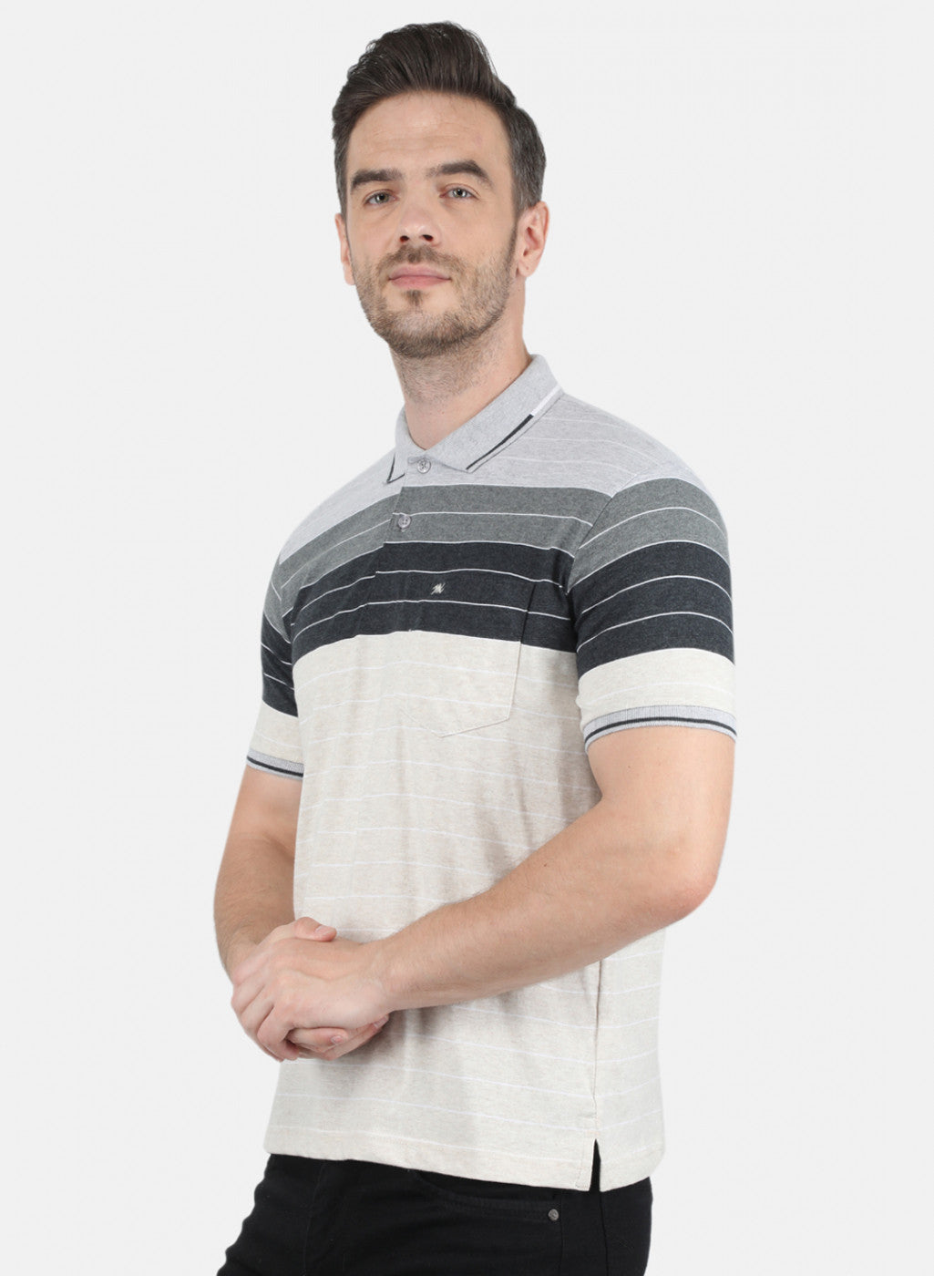 Men Grey Stripe T-Shirt