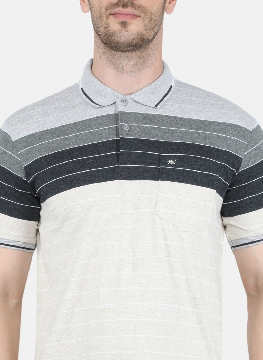 Men Grey Stripe T-Shirt