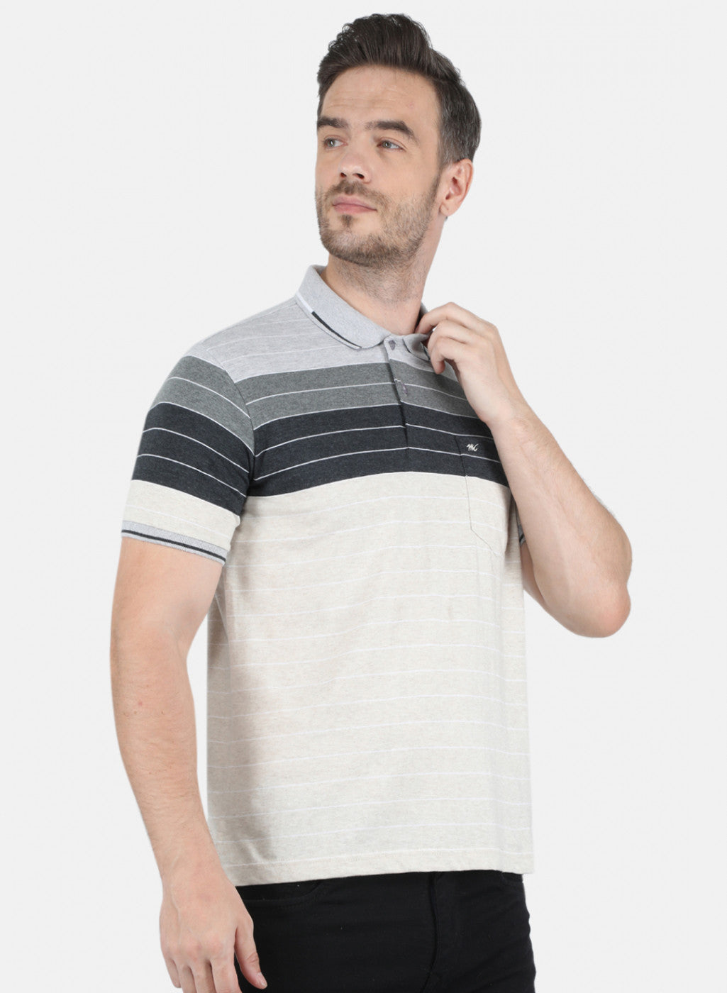 Men Grey Stripe T-Shirt