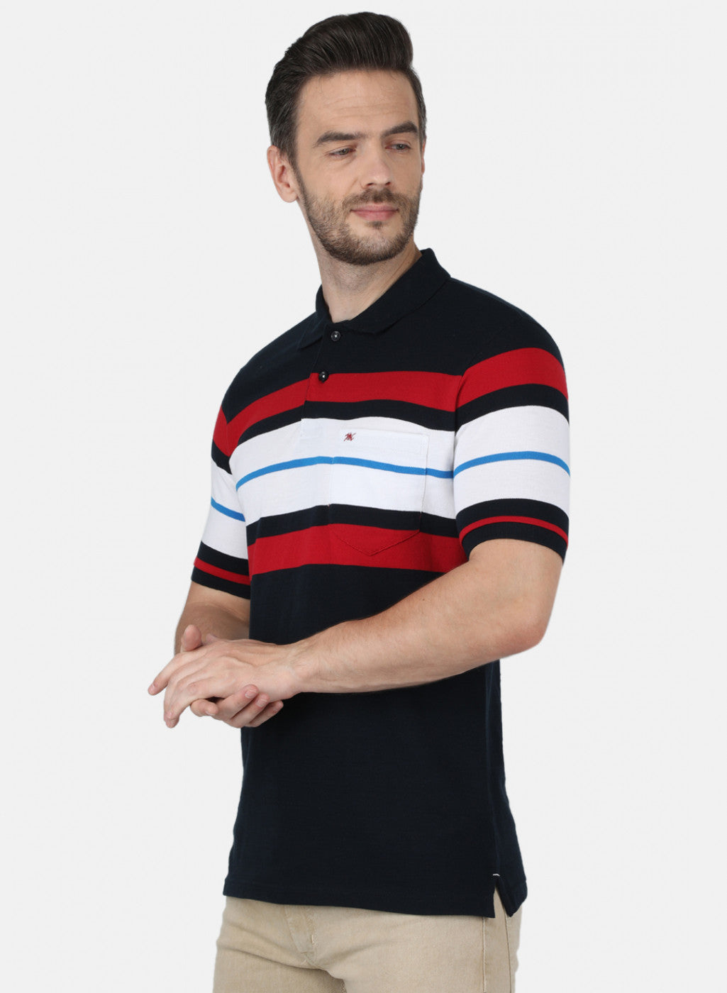 Men NAvy Blue Stripe T-Shirt