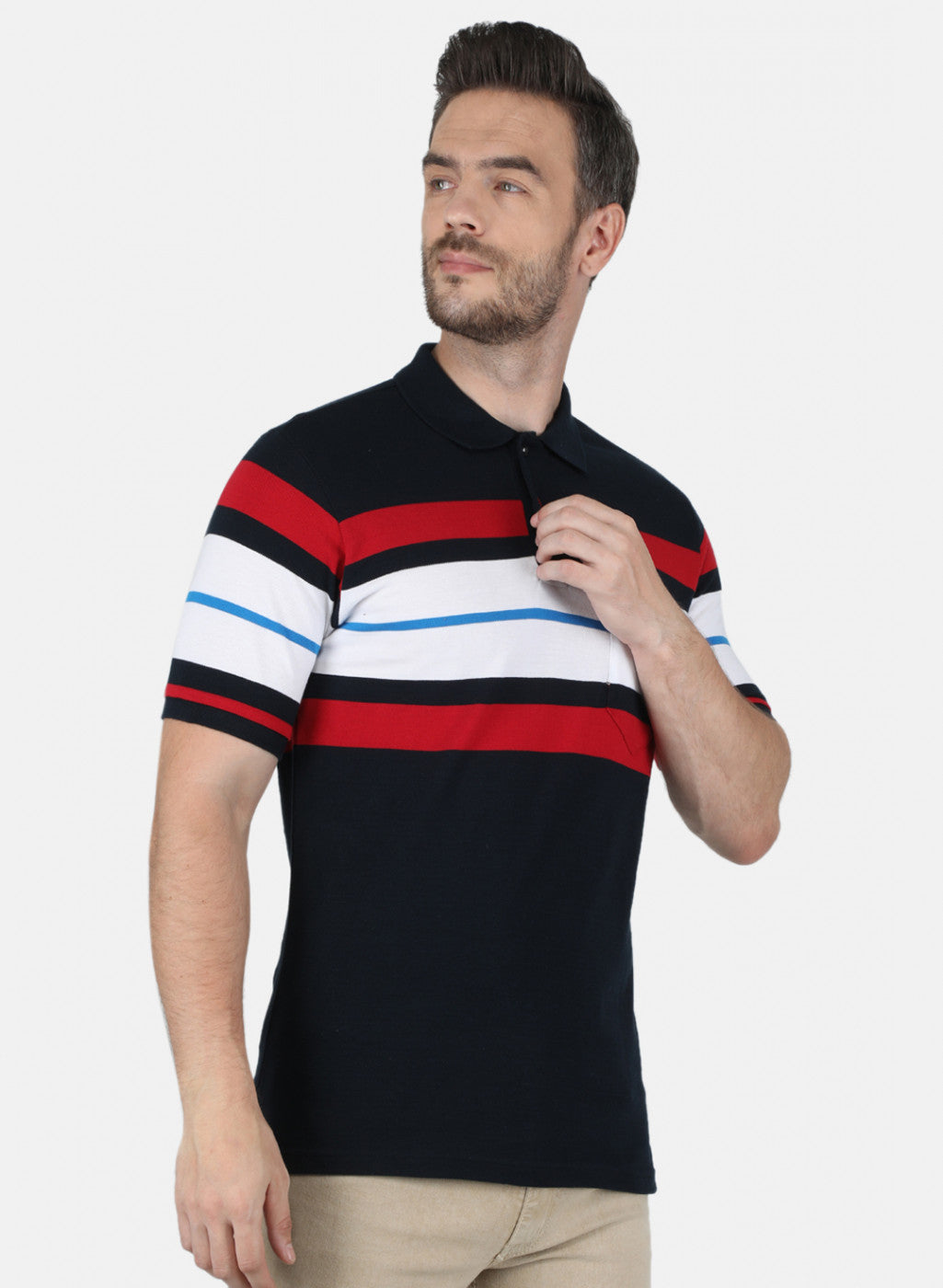 Men NAvy Blue Stripe T-Shirt