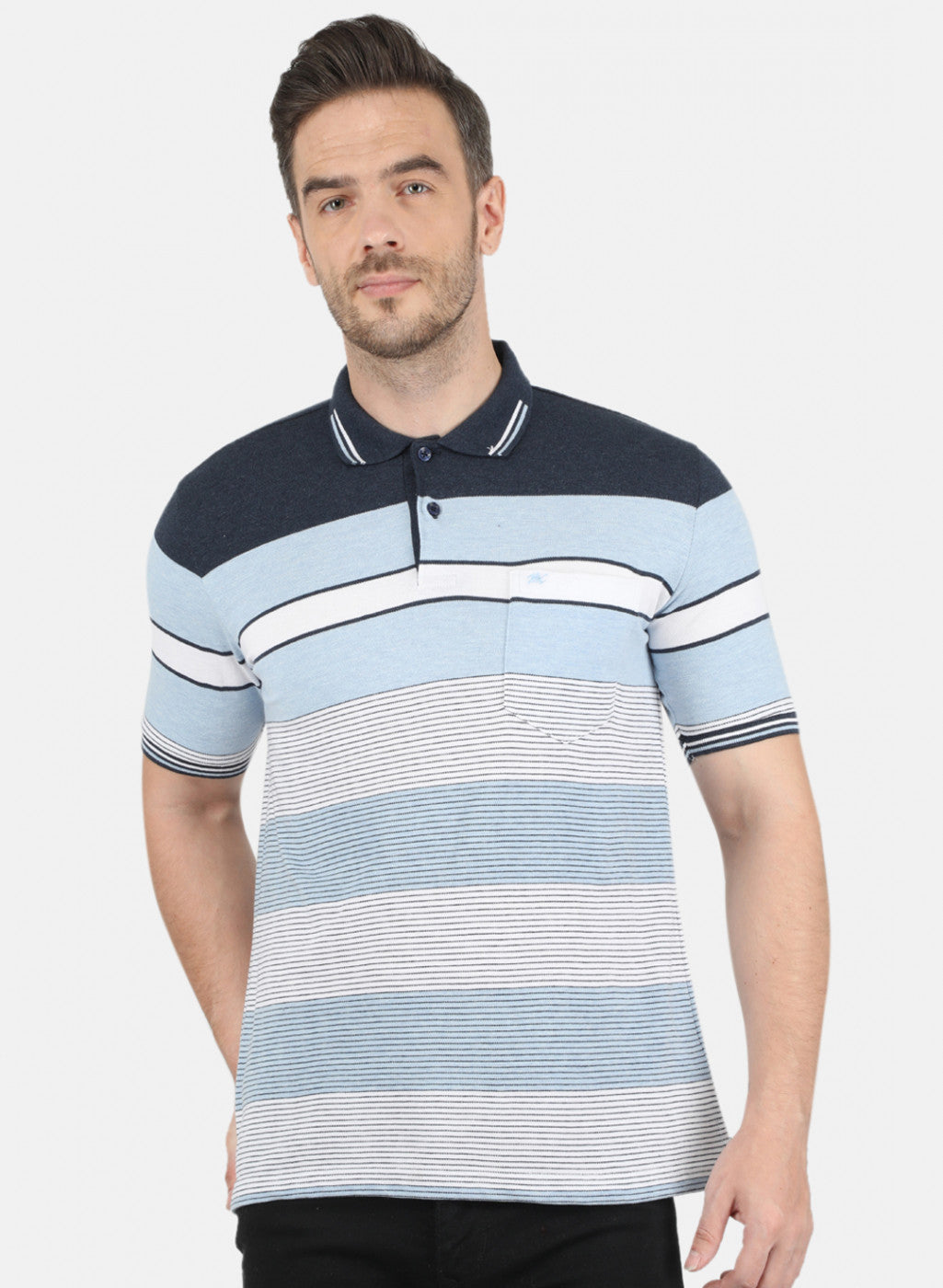 Men Sky Blue Stripe T-Shirt