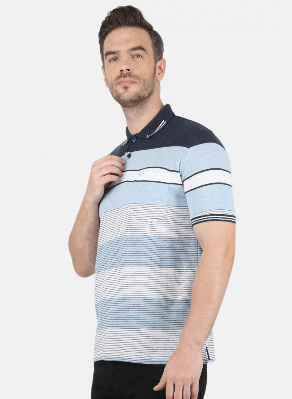 Men Sky Blue Stripe T-Shirt