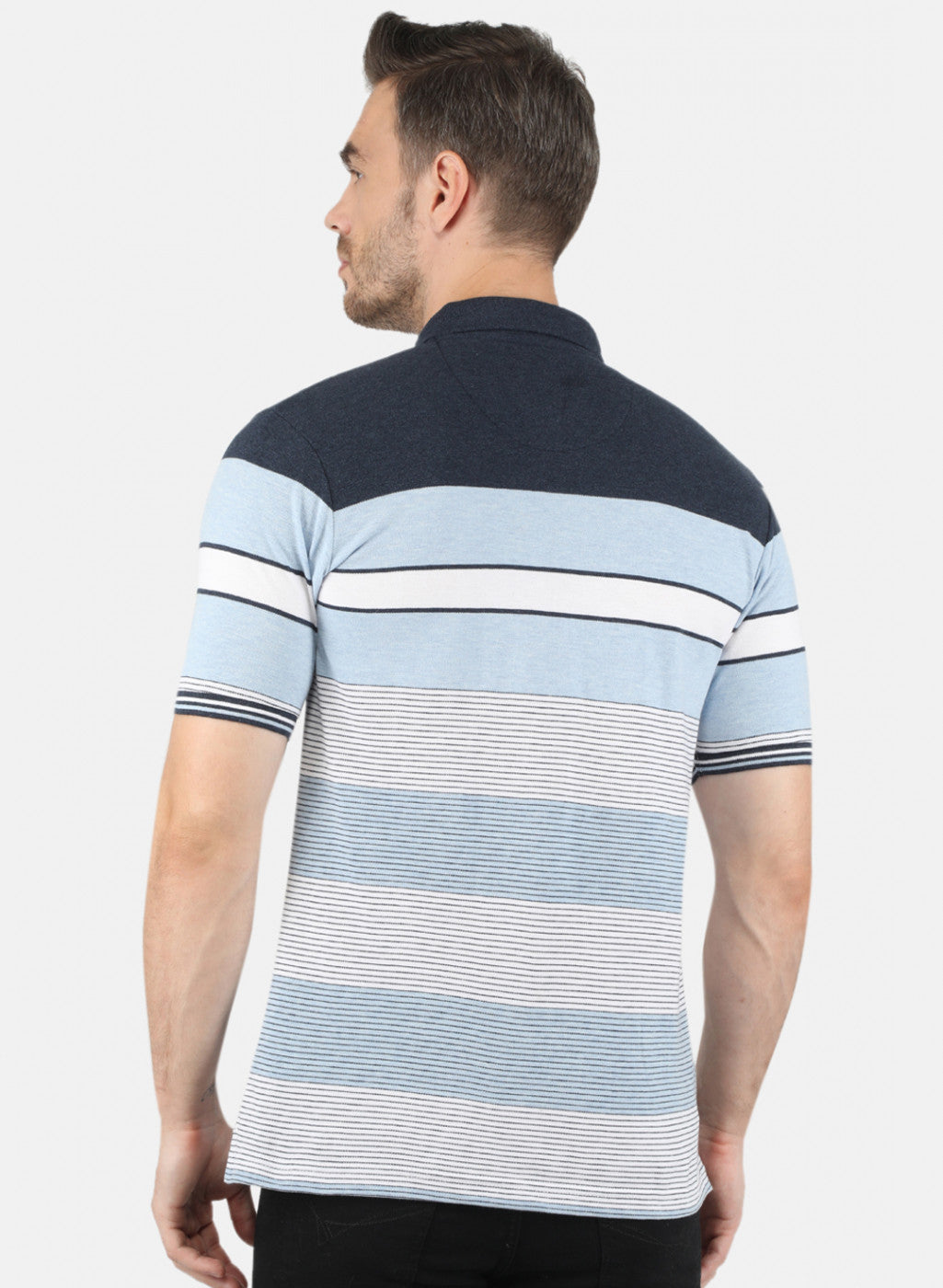 Men Sky Blue Stripe T-Shirt