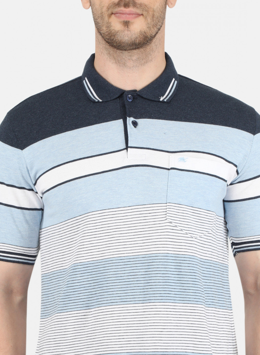 Men Sky Blue Stripe T-Shirt