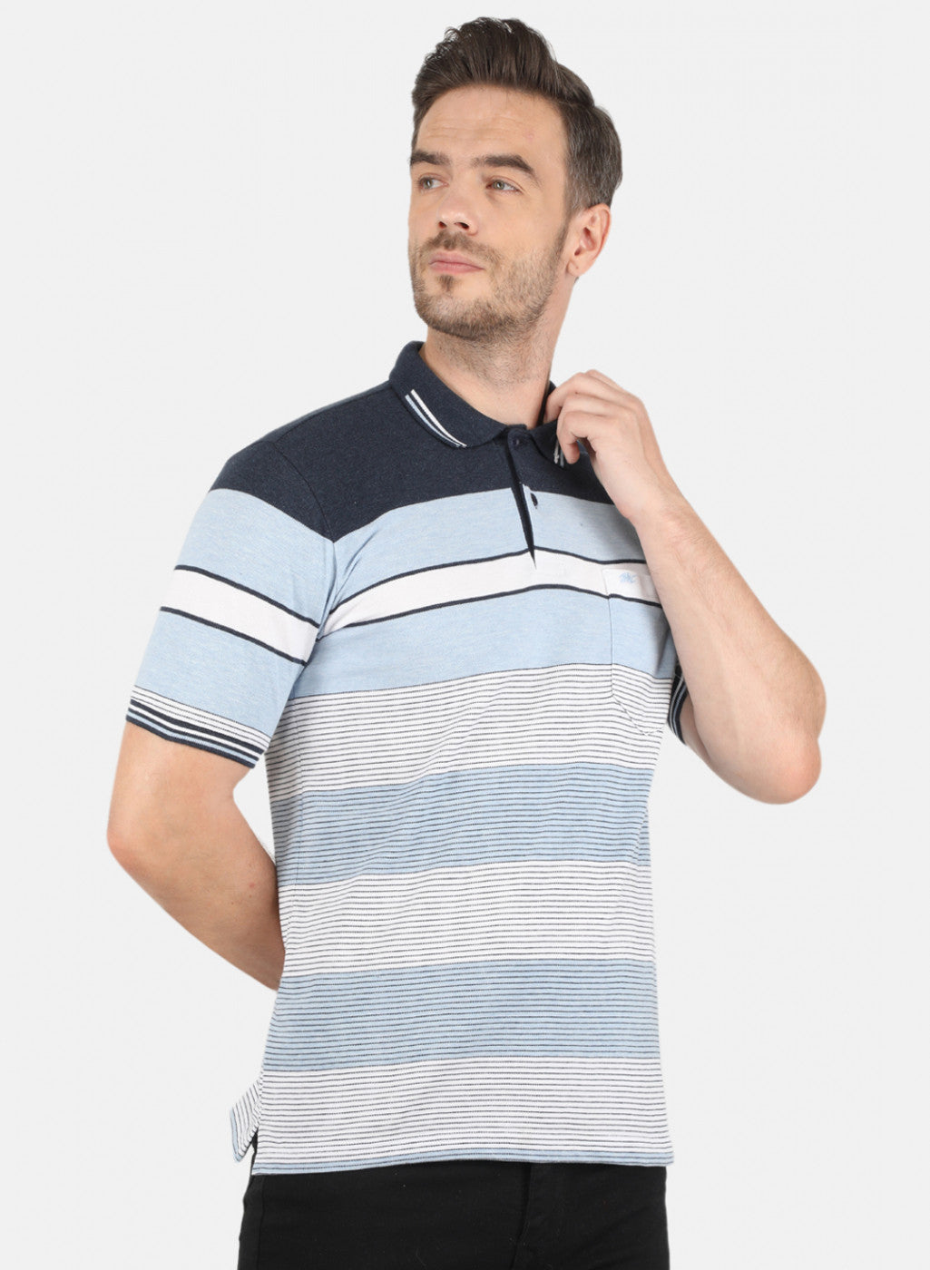 Men Sky Blue Stripe T-Shirt