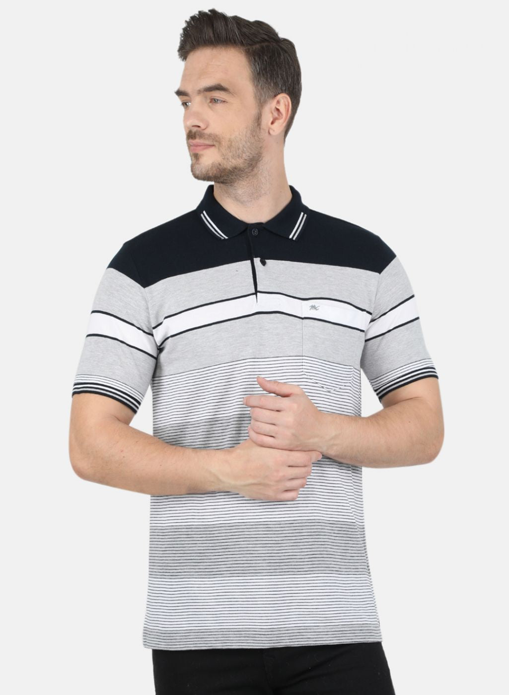 Men Grey Stripe T-Shirt