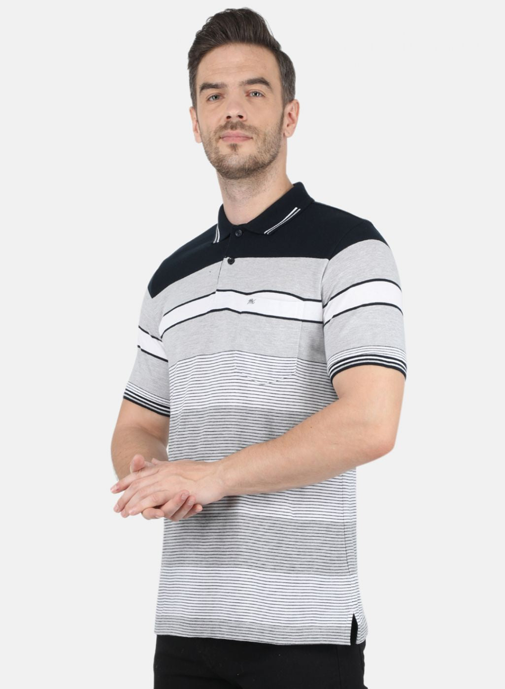 Men Grey Stripe T-Shirt