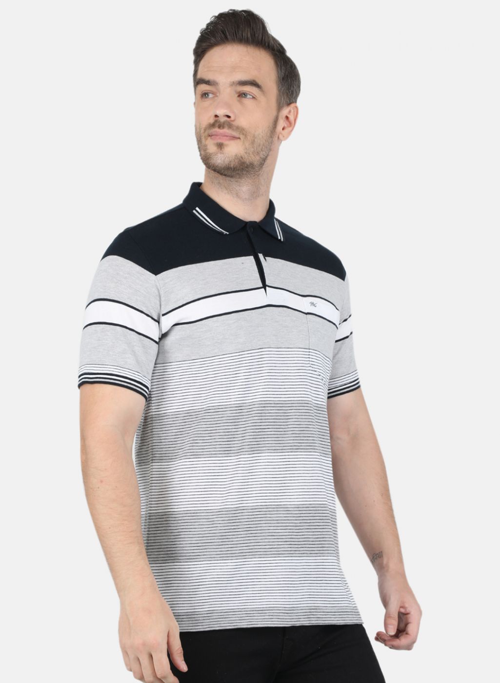 Men Grey Stripe T-Shirt