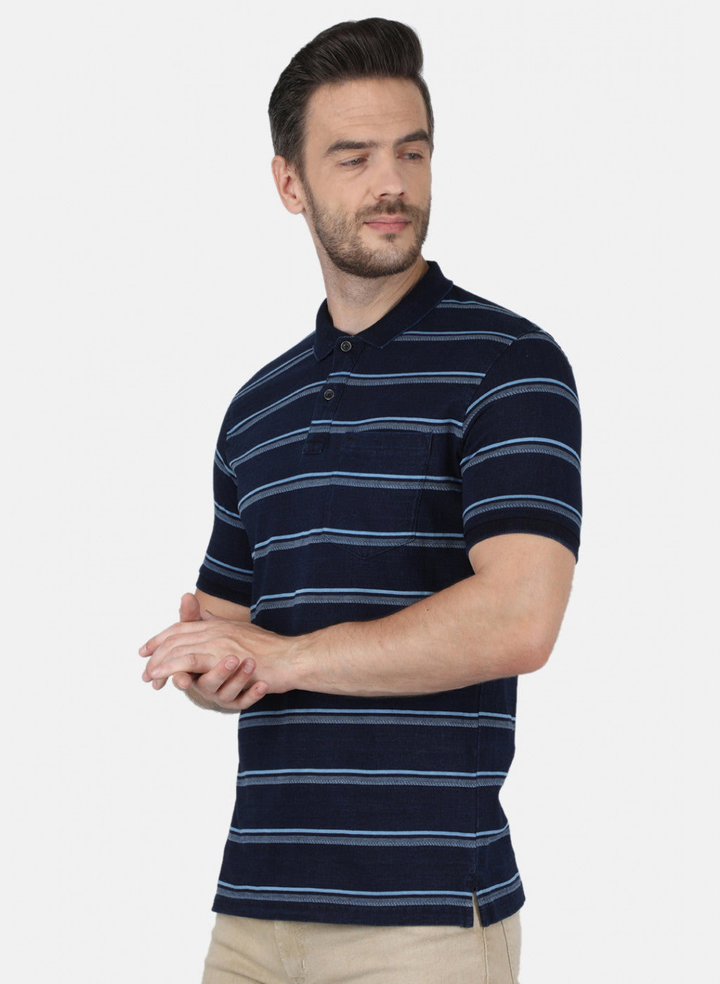 Men Blue Stripe T-Shirt