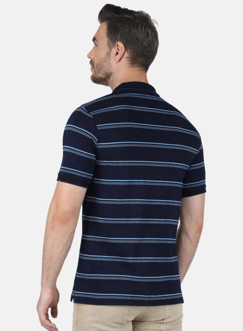 Men Blue Stripe T-Shirt