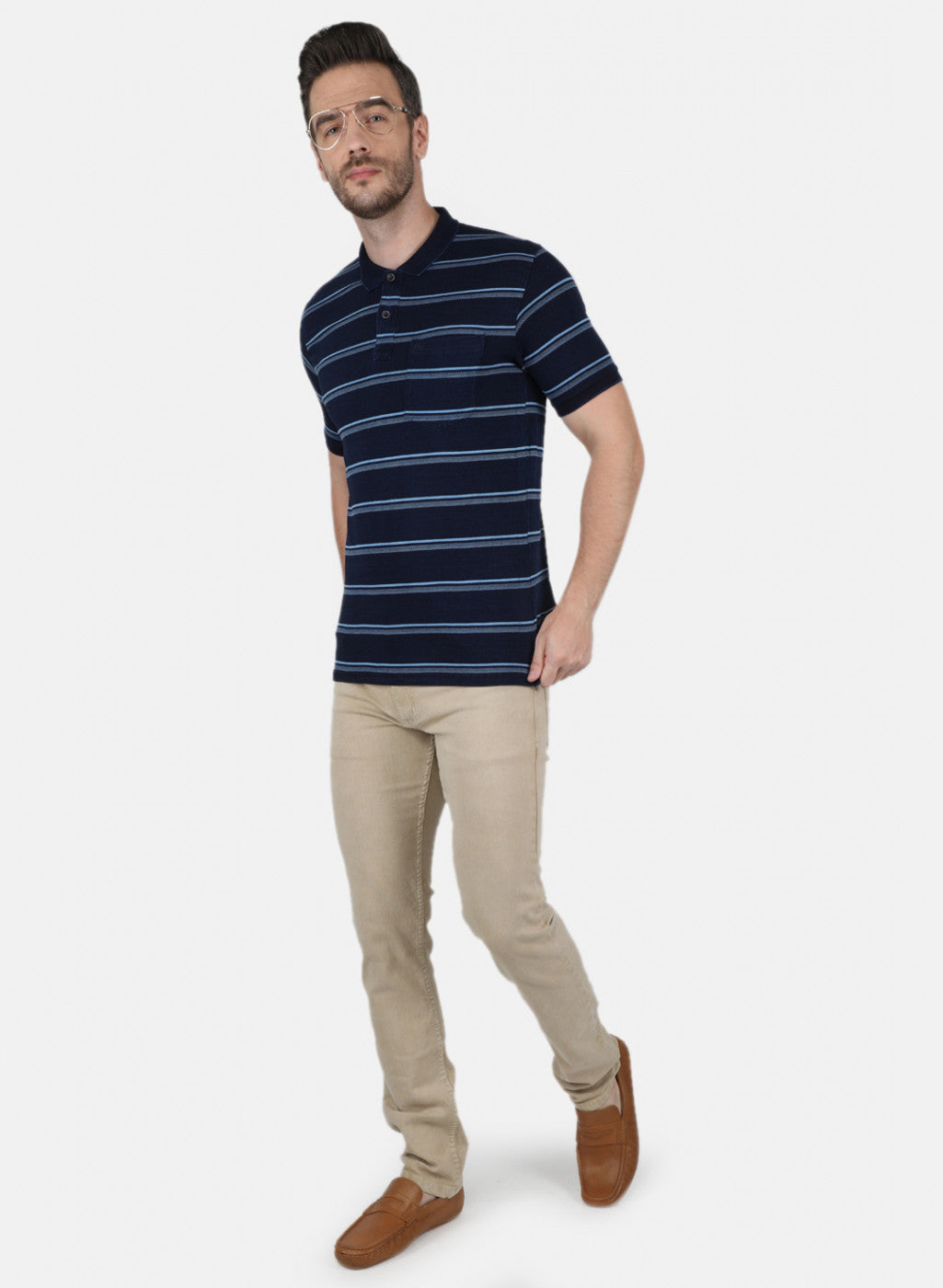 Men Blue Stripe T-Shirt