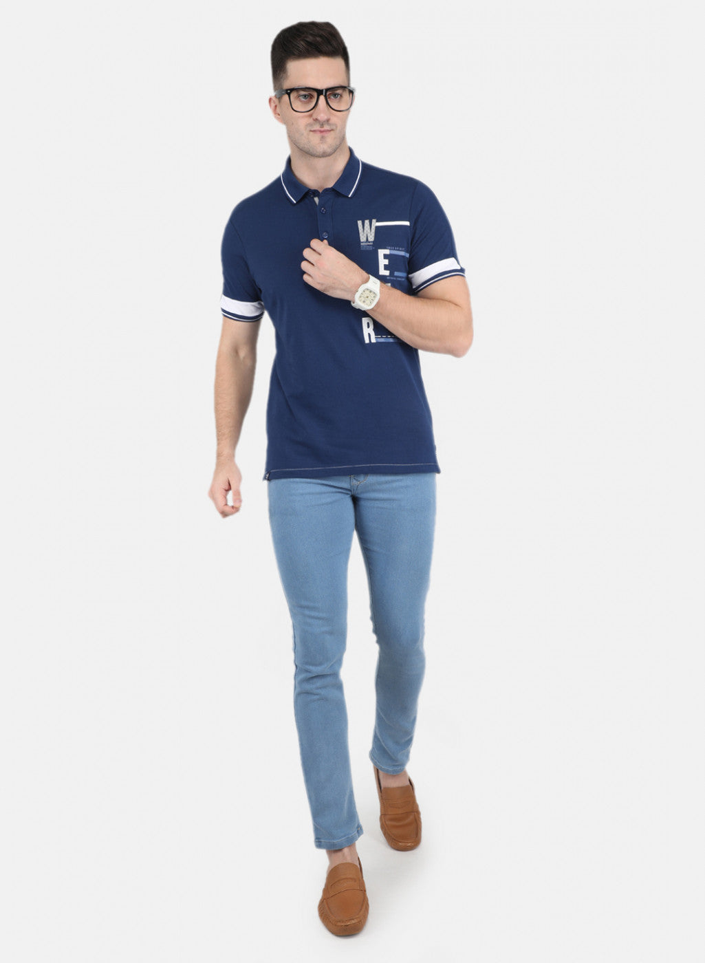 Men Blue Stripe T-Shirt