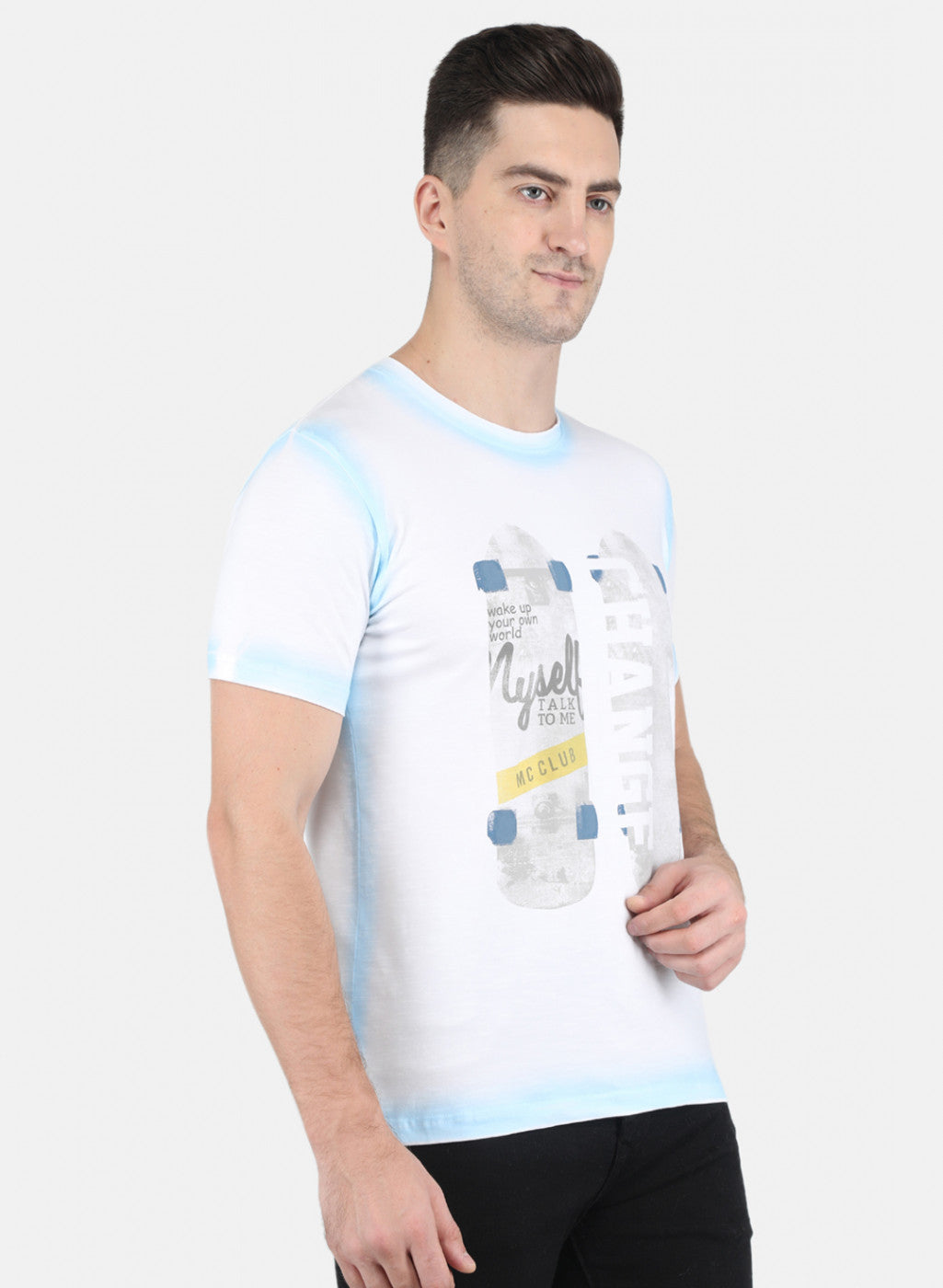 Men White Printed T-Shirt