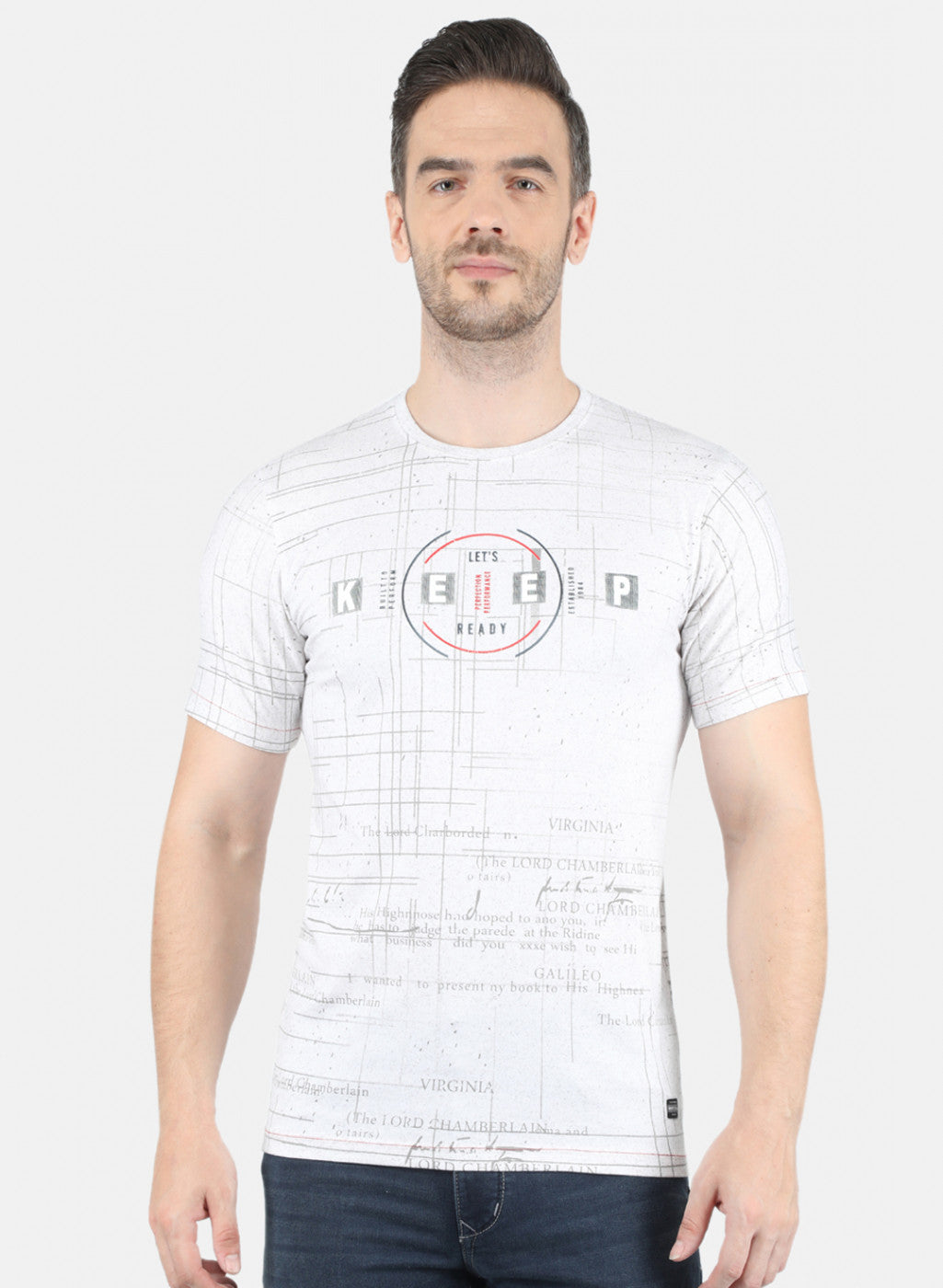 Men Off White Printed T-Shirt