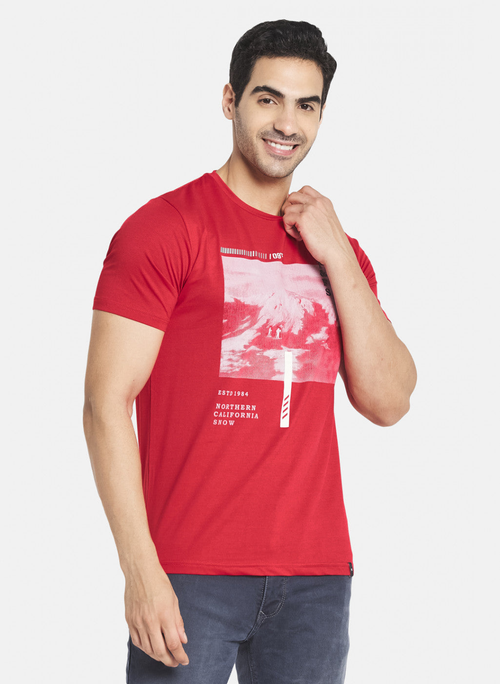 Men Red Printed T-Shirt