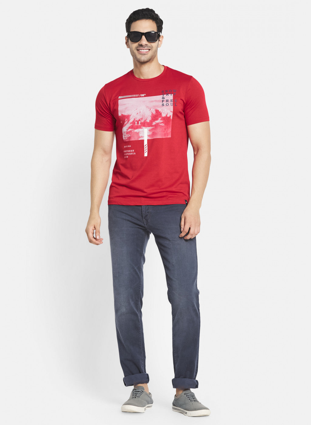 Men Red Printed T-Shirt