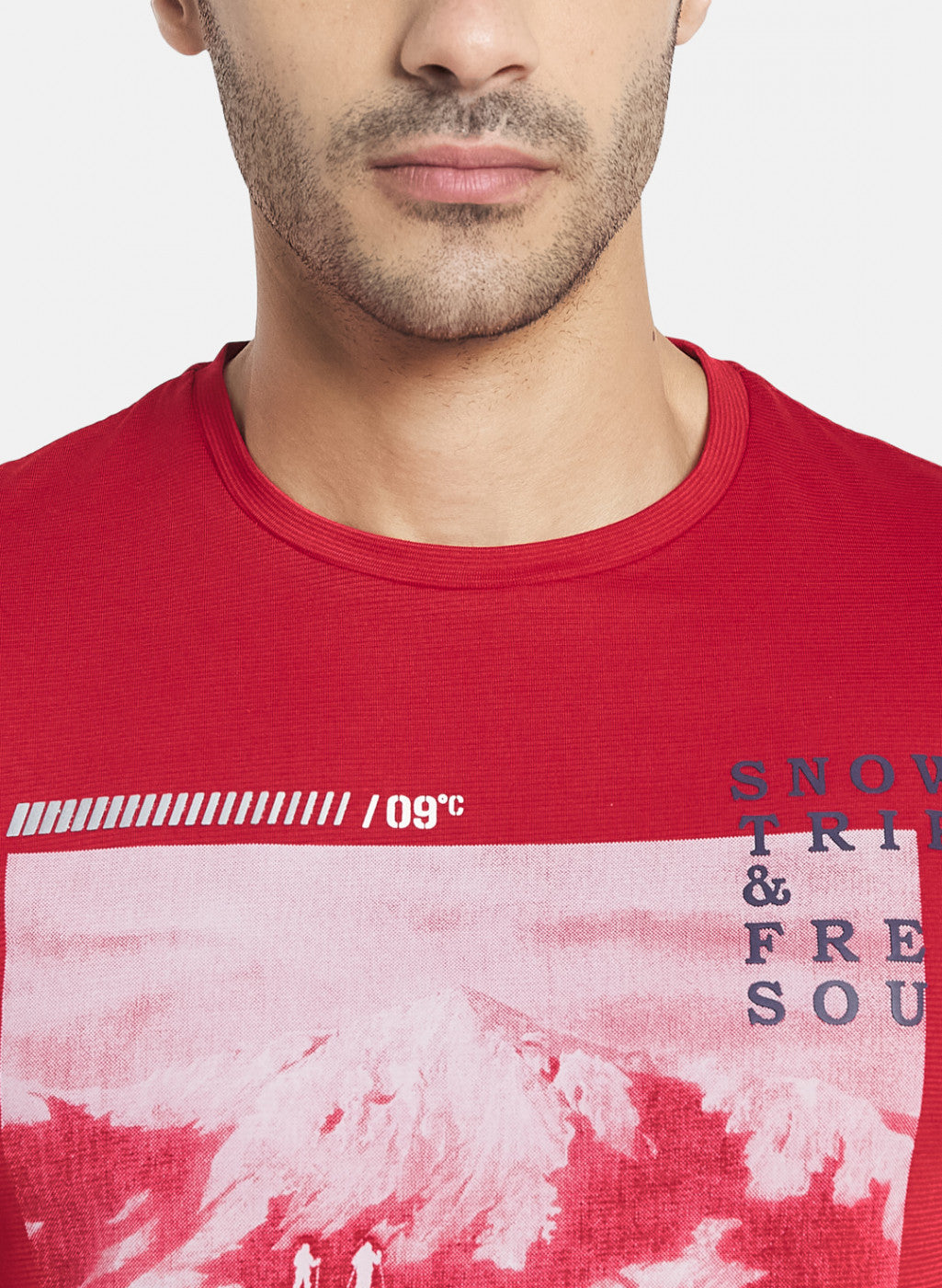 Men Red Printed T-Shirt