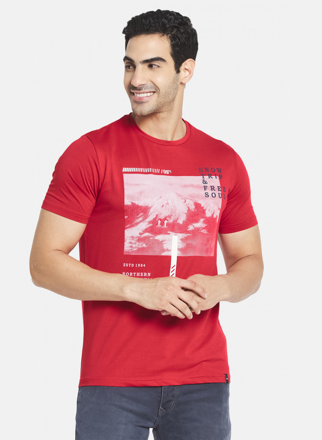 Men Red Printed T-Shirt