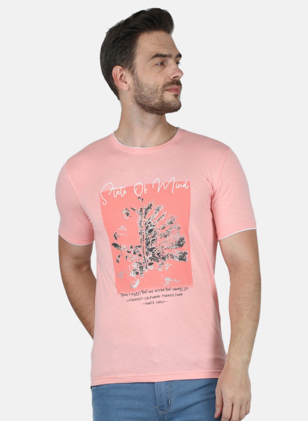 Men Pink Printed T-Shirt