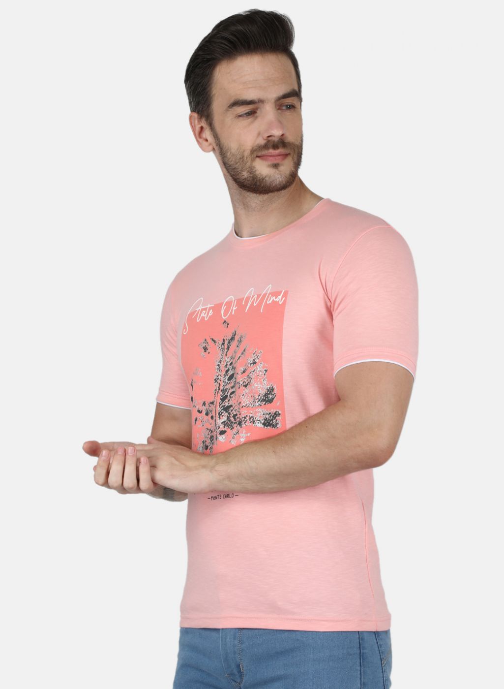 Men Pink Printed T-Shirt