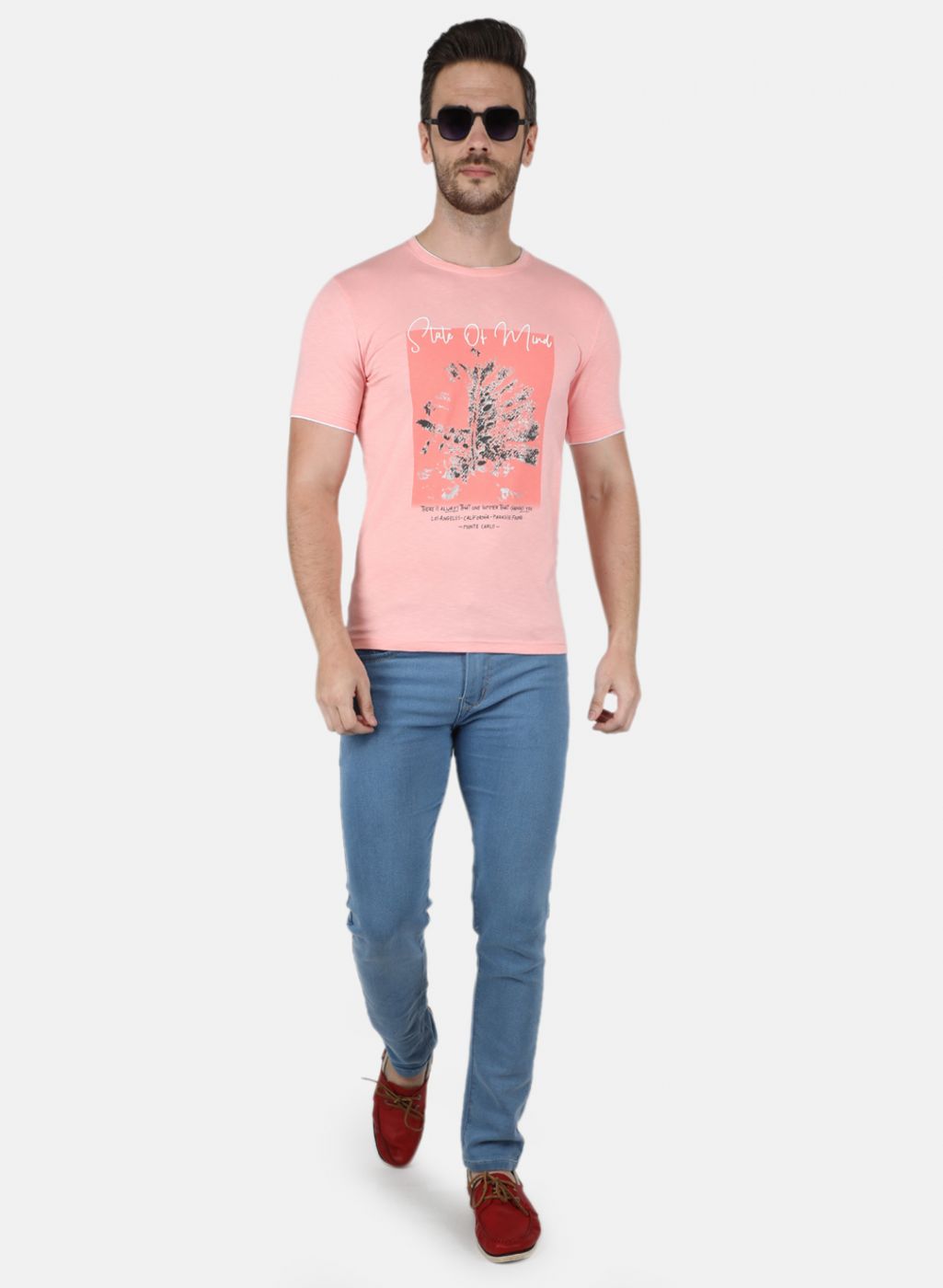 Men Pink Printed T-Shirt