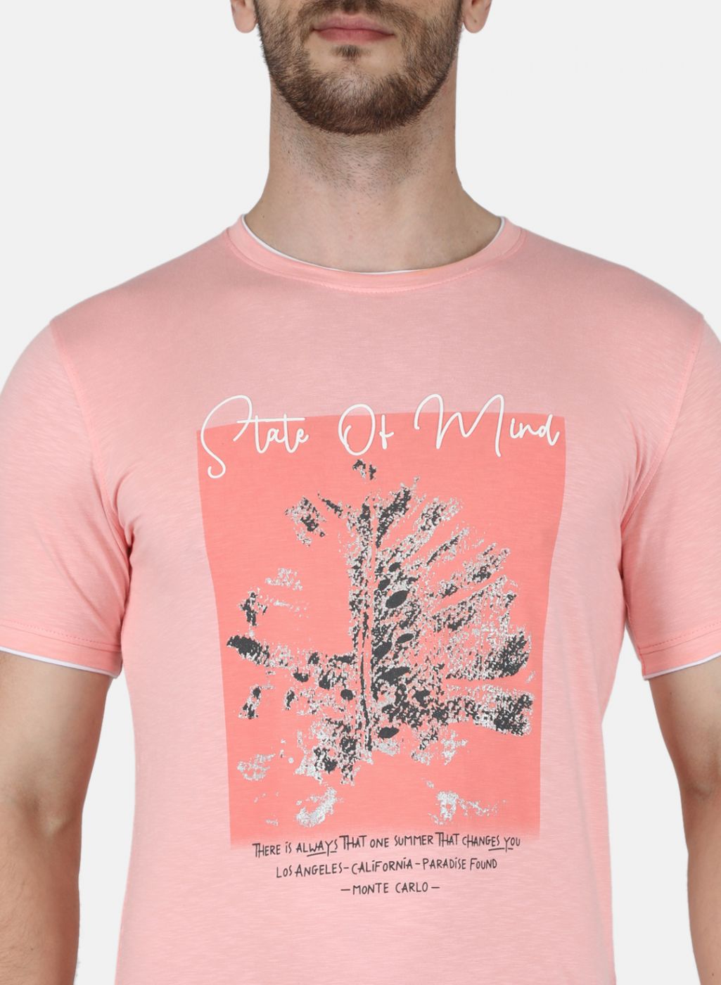 Men Pink Printed T-Shirt